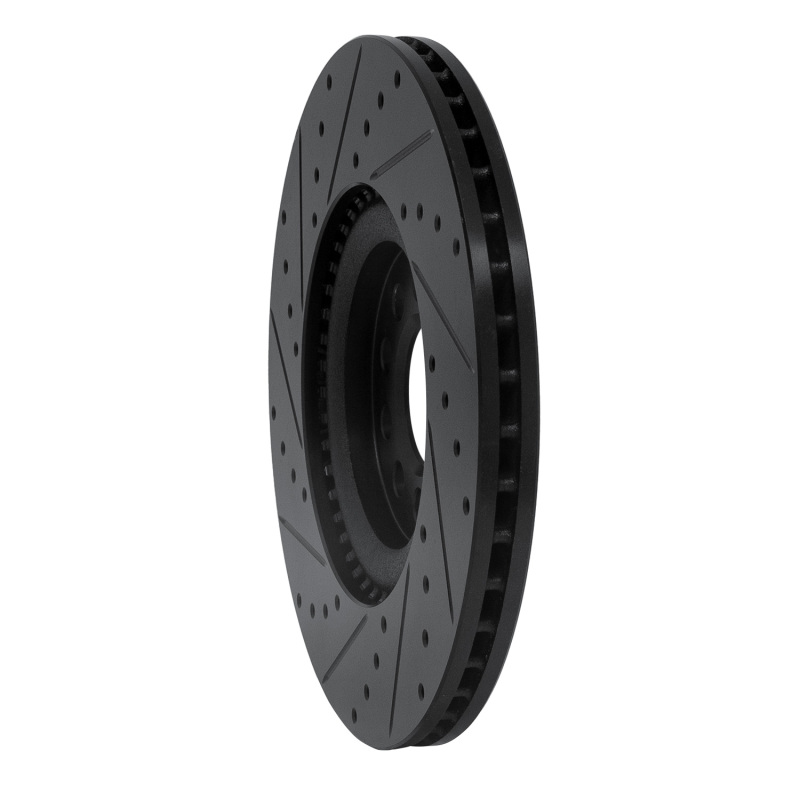 Audi TT Brake Rotor (1) - Front Right - R1 Concepts - Drilled & Slotted - Black - `00-`06